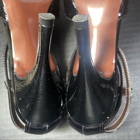 Carlos Santana Black Patent zip up 3 strap ankle heels 5.5M Excellent PRICE FIRM - Picture 11 of 14